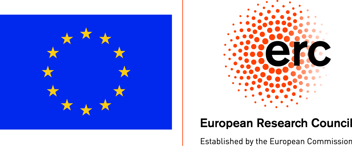 Flagge der EU und Logo des European Research Council